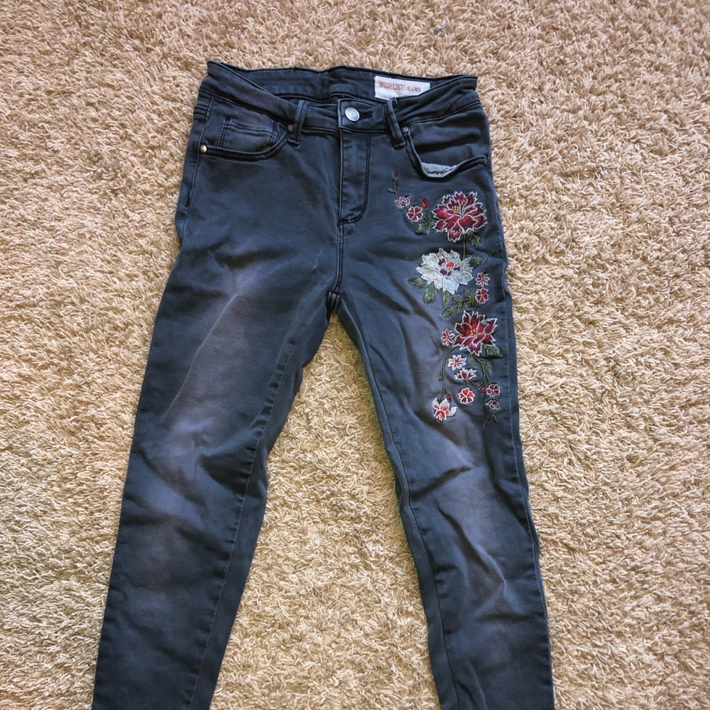 Vintage Patterned Black Jeans